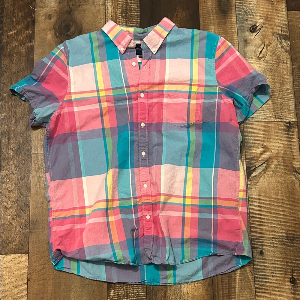 Colorful Plaid Men's Shirt American Eagle Size XXL